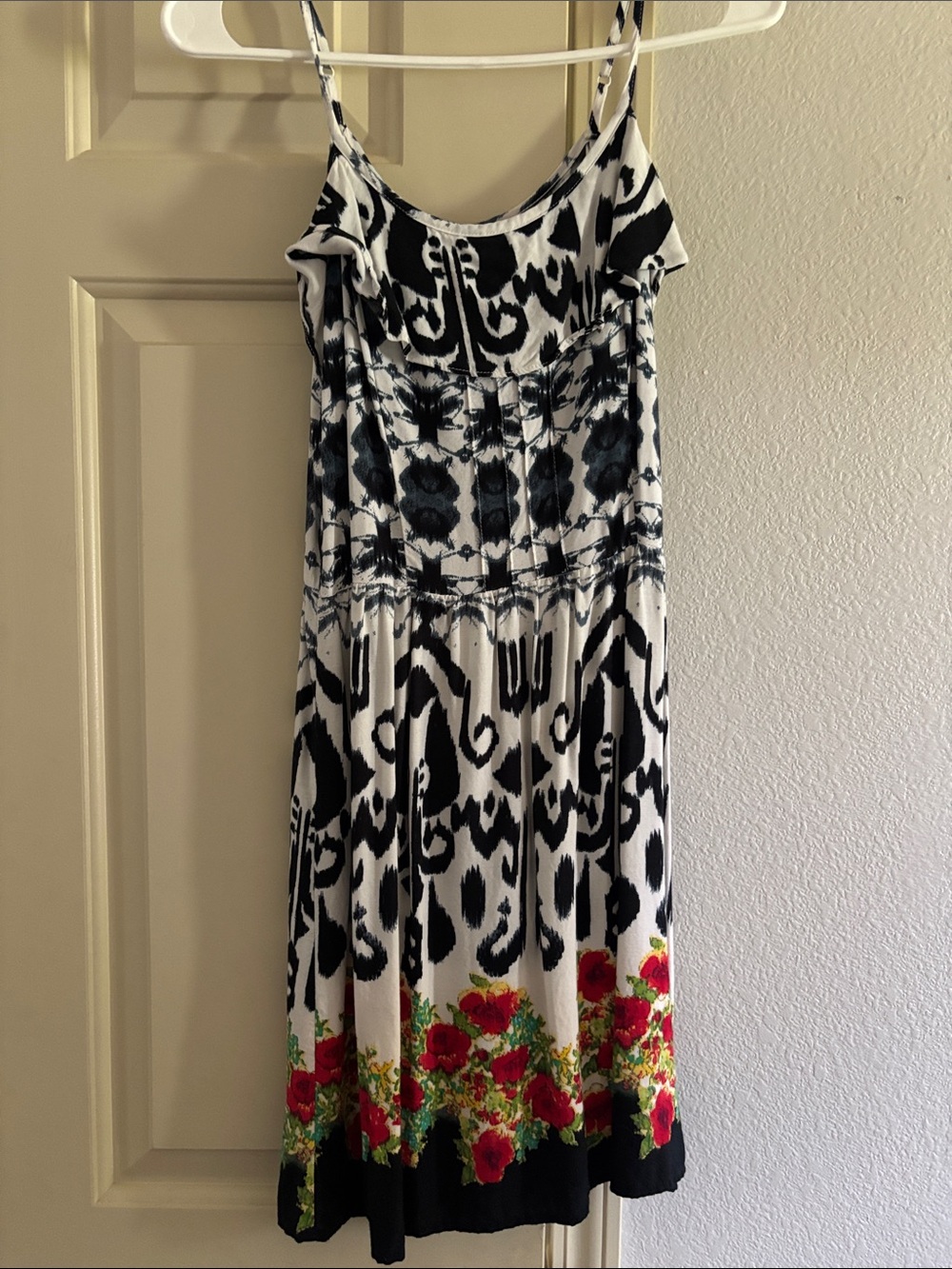 Black & White Floral Border Printed Sundress